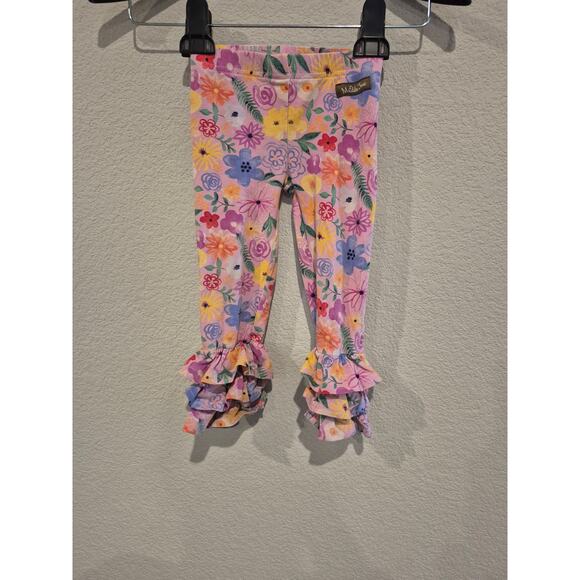Matilda Jane Girls Size 2 Ruffle Hem Floral Print Leggings Pink - Picture 1 of 5